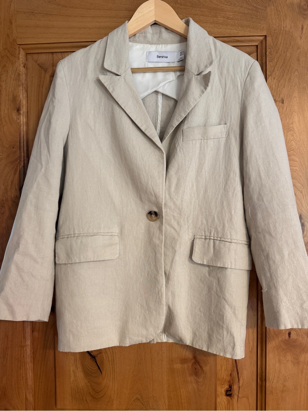 Bershka Light Beige Single-Button Blazer